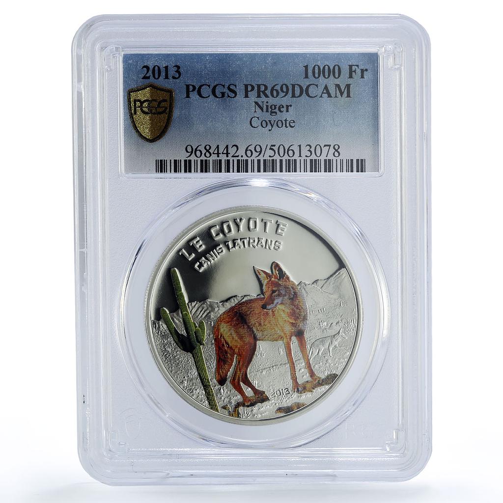 Niger 1000 francs Predators Animals Coyote Dog Fauna PR69 PCGS silver coin 2013