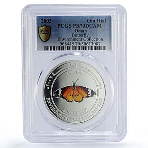 Oman 1 rial Environment Collection Butterfly Fauna PR70 PCGS silver coin 2002