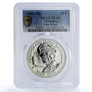 Philippines 25 piso General MacArthur Birth Politics PL66 PCGS silver coin 1980