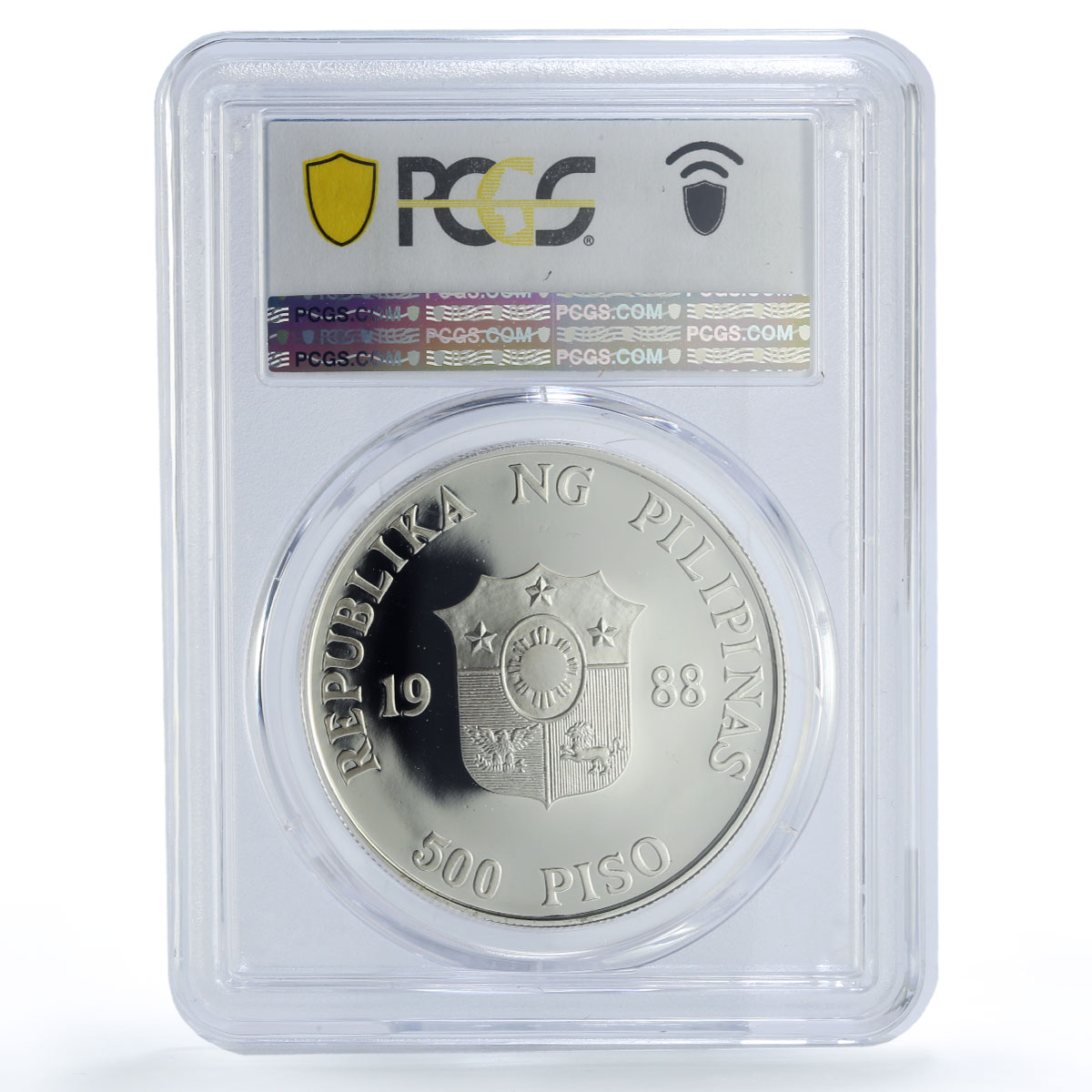 Philippines 500 piso People Power Revolution Tank PR70 PCGS silver coin 1988
