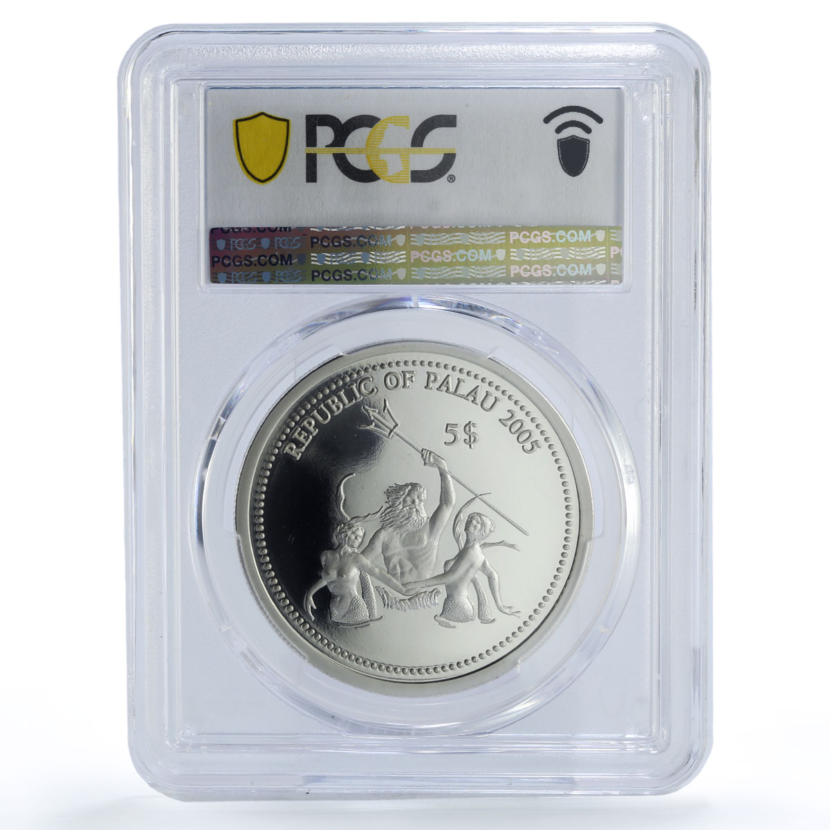 Palau 5 dollars Marine Life Protection Seahorse Fauna PR70 PCGS silver coin 2005