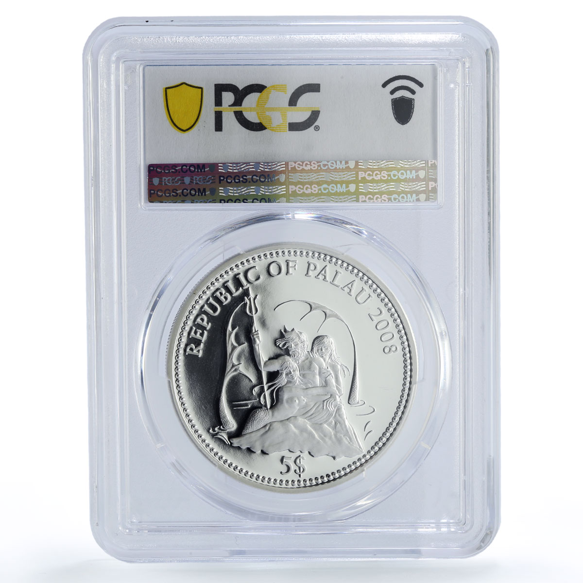 Palau 5 dollars Marine Life Protection White Shark PR69 PCGS silver coin 2008