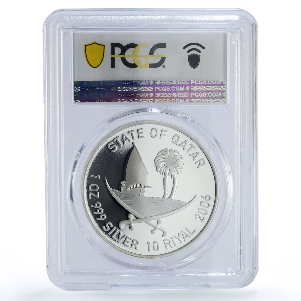 Qatar 10 riyals 15th Asian Games Volleyball Colored PR70 PCGS silver coin 2006