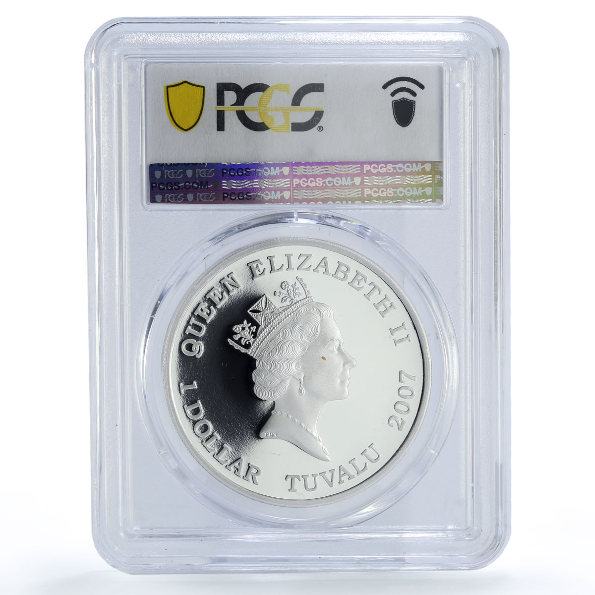 Tuvalu 1 dollar Deadly Dangerous White Shark Fauna PR70 PCGS silver coin 2007