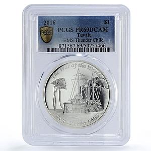 Tuvalu 1 dollar War of the Worlds Thunder Child Ship PR69 PCGS silver coin 2016