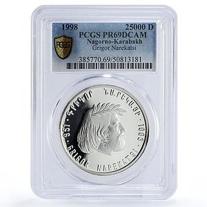 Artsakh Karabakh 25000 dram Poet Grigor Narekatsi PR69 PCGS silver coin 1998