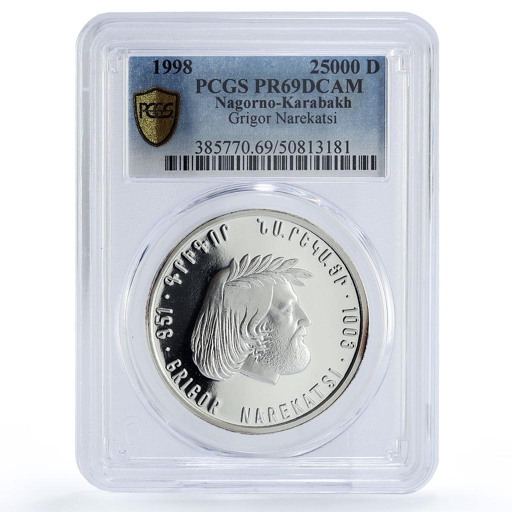 Artsakh Karabakh 25000 dram Poet Grigor Narekatsi PR69 PCGS silver coin 1998