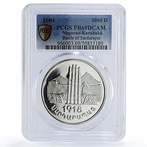Artsakh Karabakh 1000 dram Battle of Sardarapat PR69 PCGS silver coin 2004