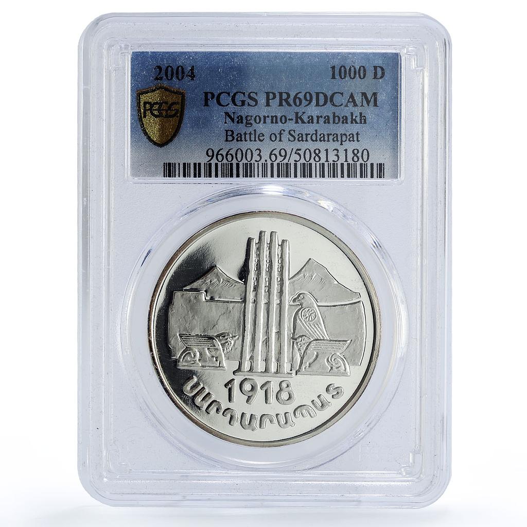 Artsakh Karabakh 1000 dram Battle of Sardarapat PR69 PCGS silver coin 2004