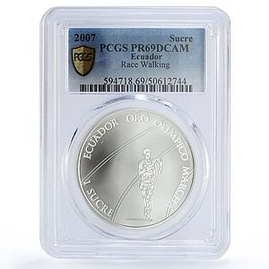 Ecuador 1 sucre Ibero-American Olympics Race Walking PR69 PCGS silver coin 2007