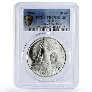 Estonia 10 krooni Barcelona Olympic Games Sailboats PR69 PCGS silver coin 1992