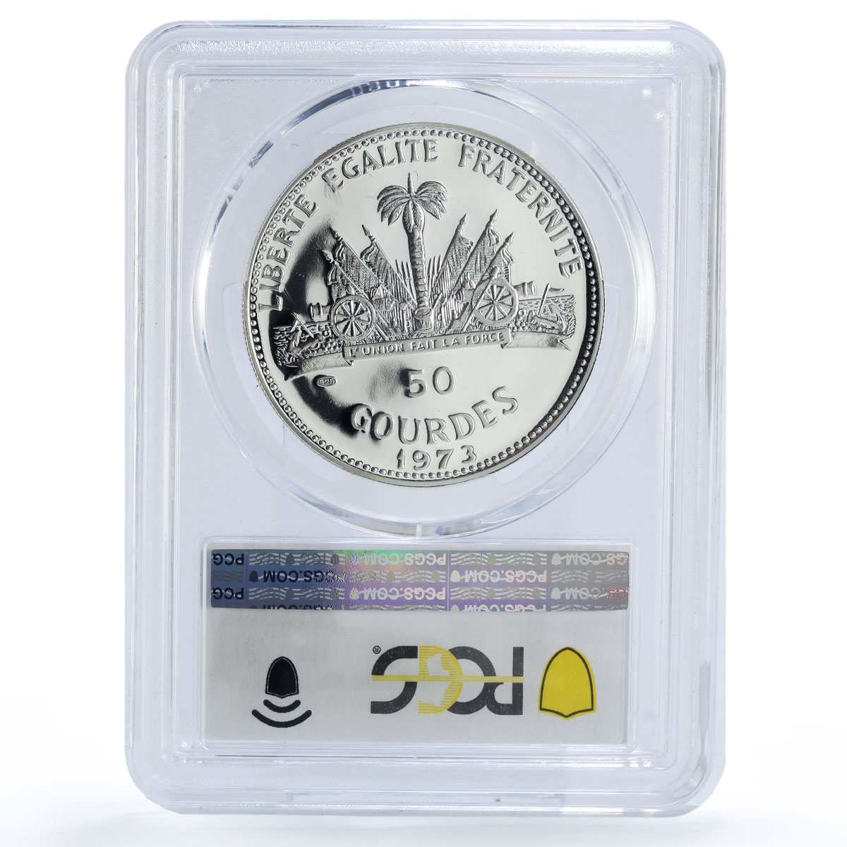 Haiti 50 gourdes Woman on the Beach Fineness Left MS69 PCGS silver coin 1973
