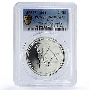 Israel 2 sheqalim London Olympic Games Gymnastics PR69 PCGS silver coin 2011