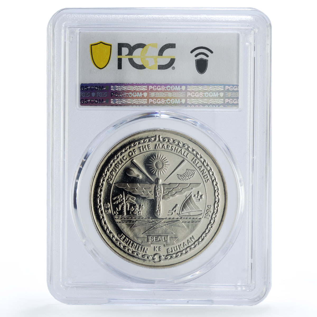Marshall Islands 5 dollars Philippines Heroes McArthur MS67 PCGS CuNi coin 1994