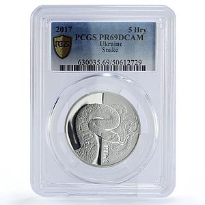 Ukraine 5 hryvnias Fauna Cultural Monuments Snake PR69 PCGS silver coin 2017