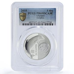 Ukraine 5 hryvnias Fauna Cultural Monuments Dolphin PR69 PCGS silver coin 2018