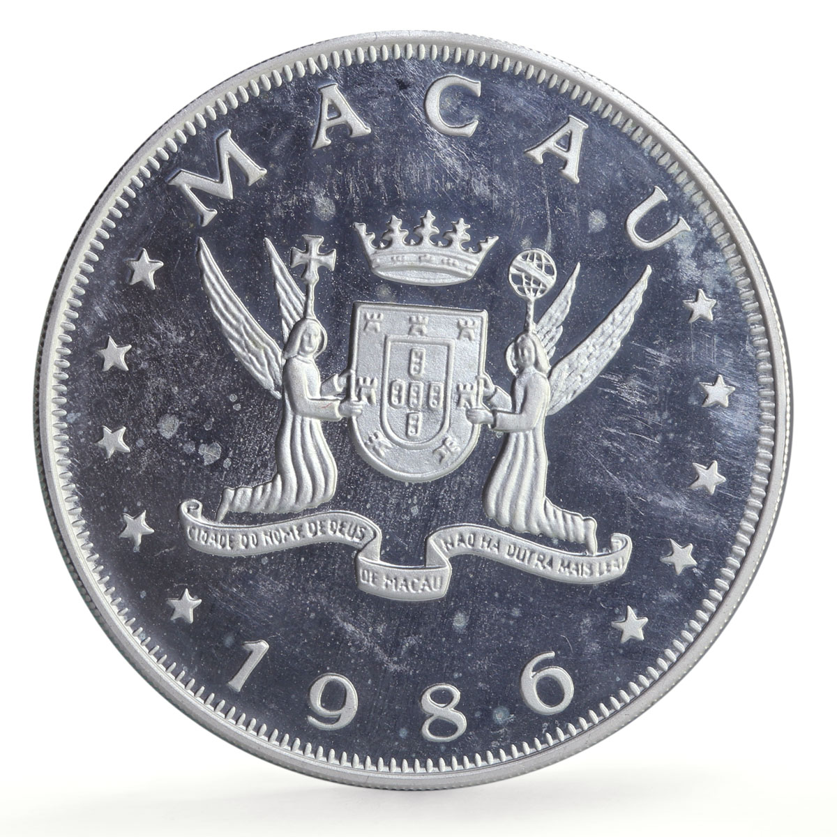 China Macau 100 patacas Lunar Calendar Year of the Tiger proof silver coin 1986