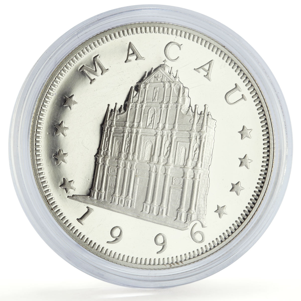 China Macau 100 patacas Lunar Calendar Year of the Rat Mouse silver coin 1996