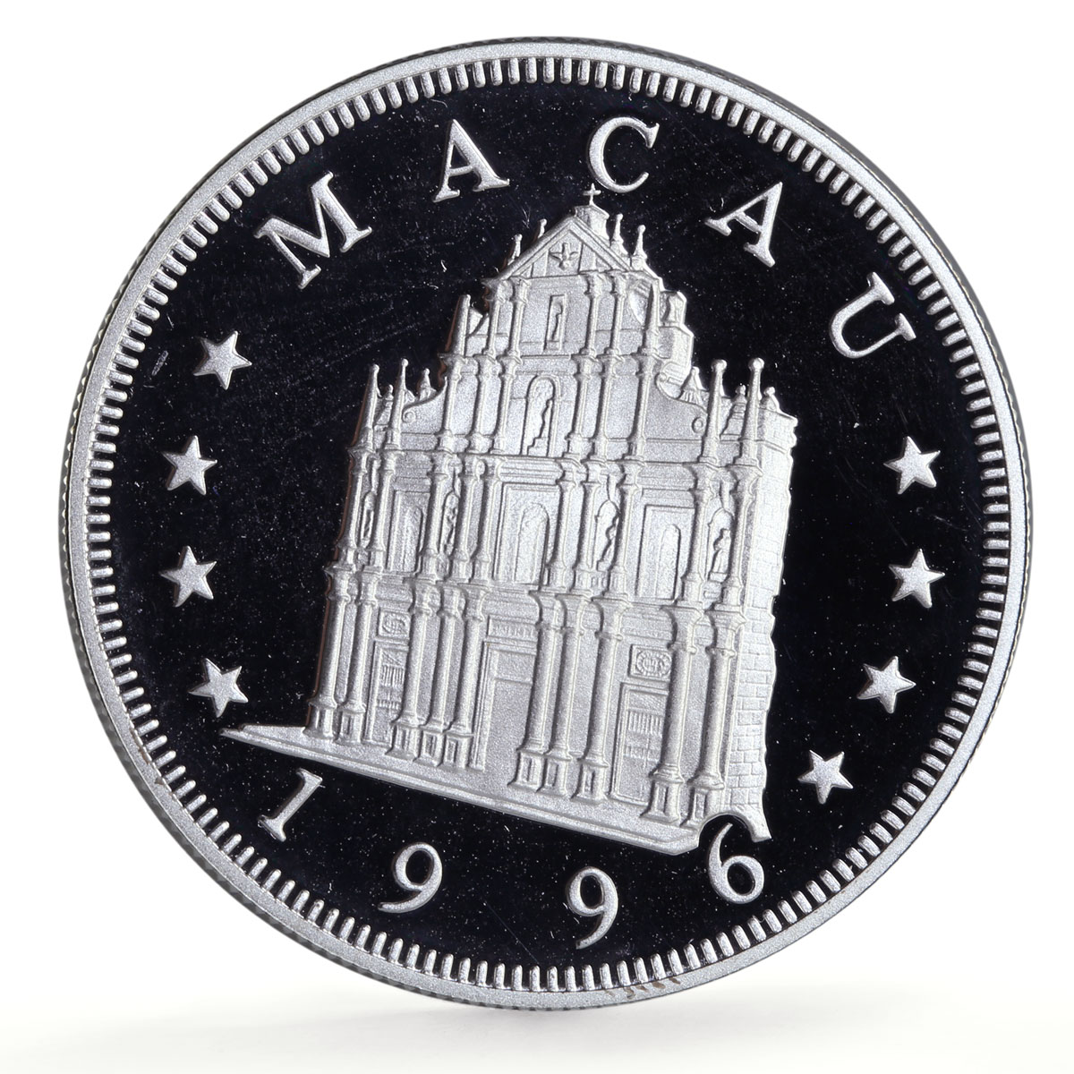 China Macau 100 patacas Lunar Calendar Year of the Rat Mouse silver coin 1996