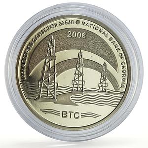 Georgia 3 lari BTC Baku Tbilisi Ceyhan Oil Pipelines Launch proof CuNi coin 2006