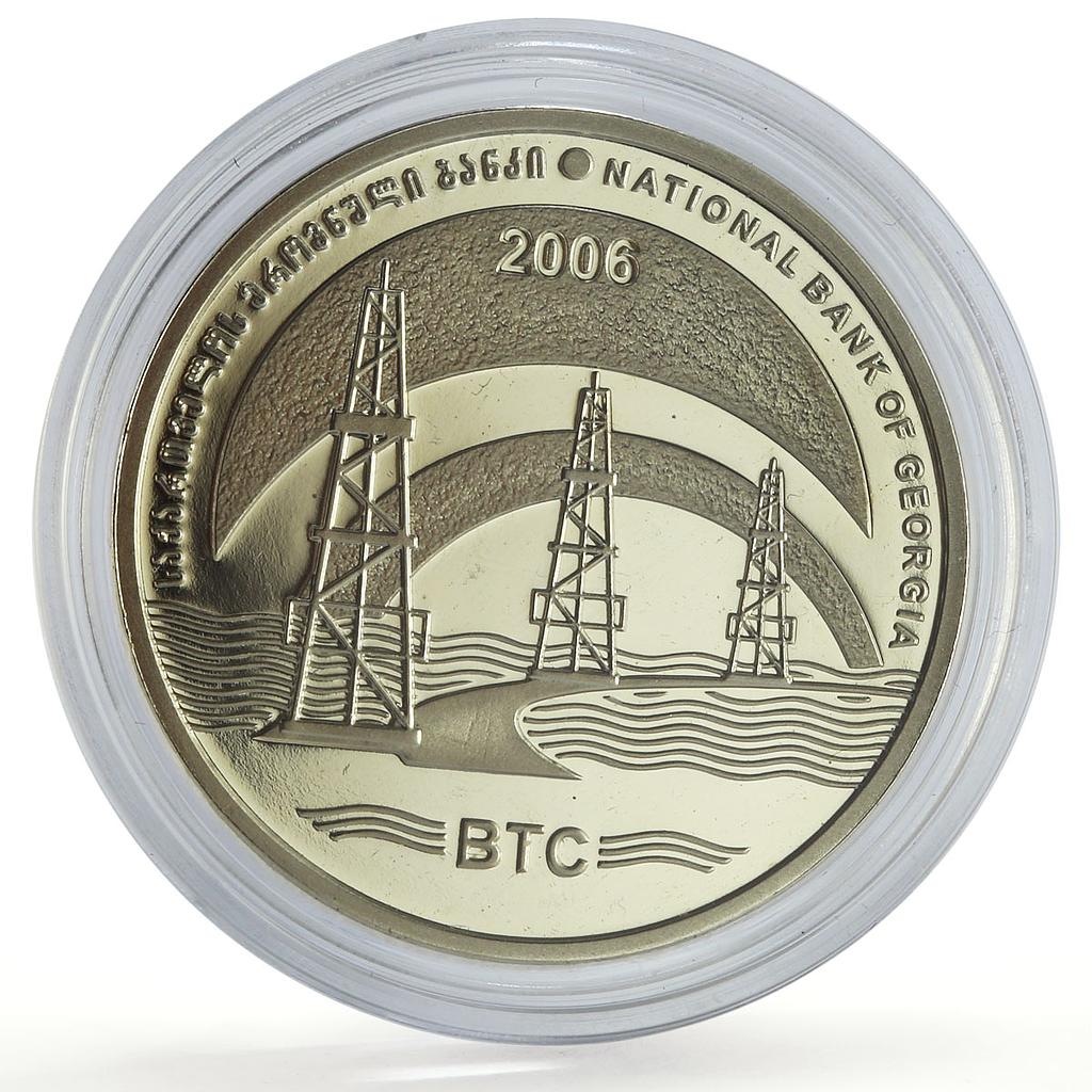 Georgia 3 lari BTC Baku Tbilisi Ceyhan Oil Pipelines Launch proof CuNi coin 2006