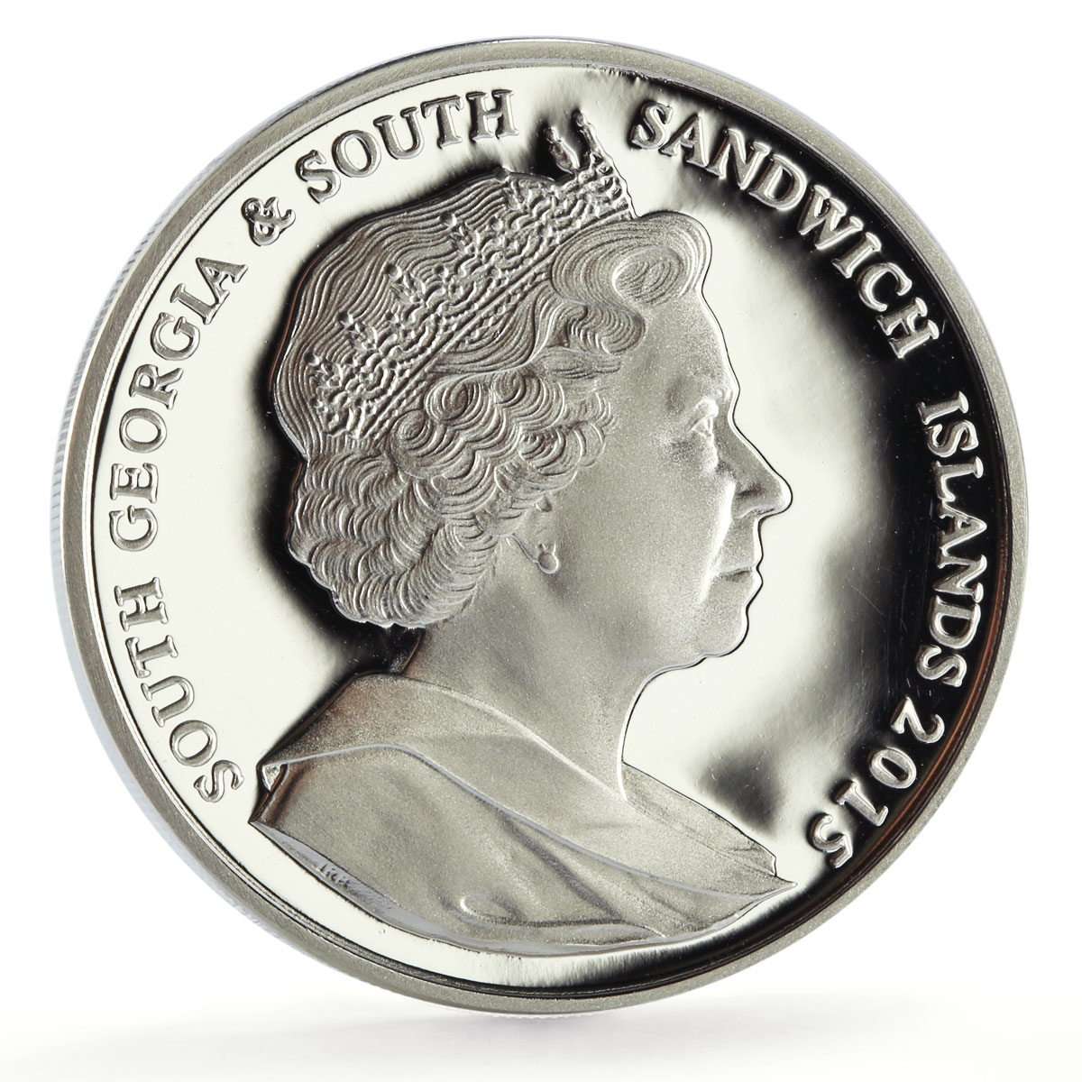 Sandwich Islands 2 pounds Marine Life Humpback Whale proof silver coin 2015