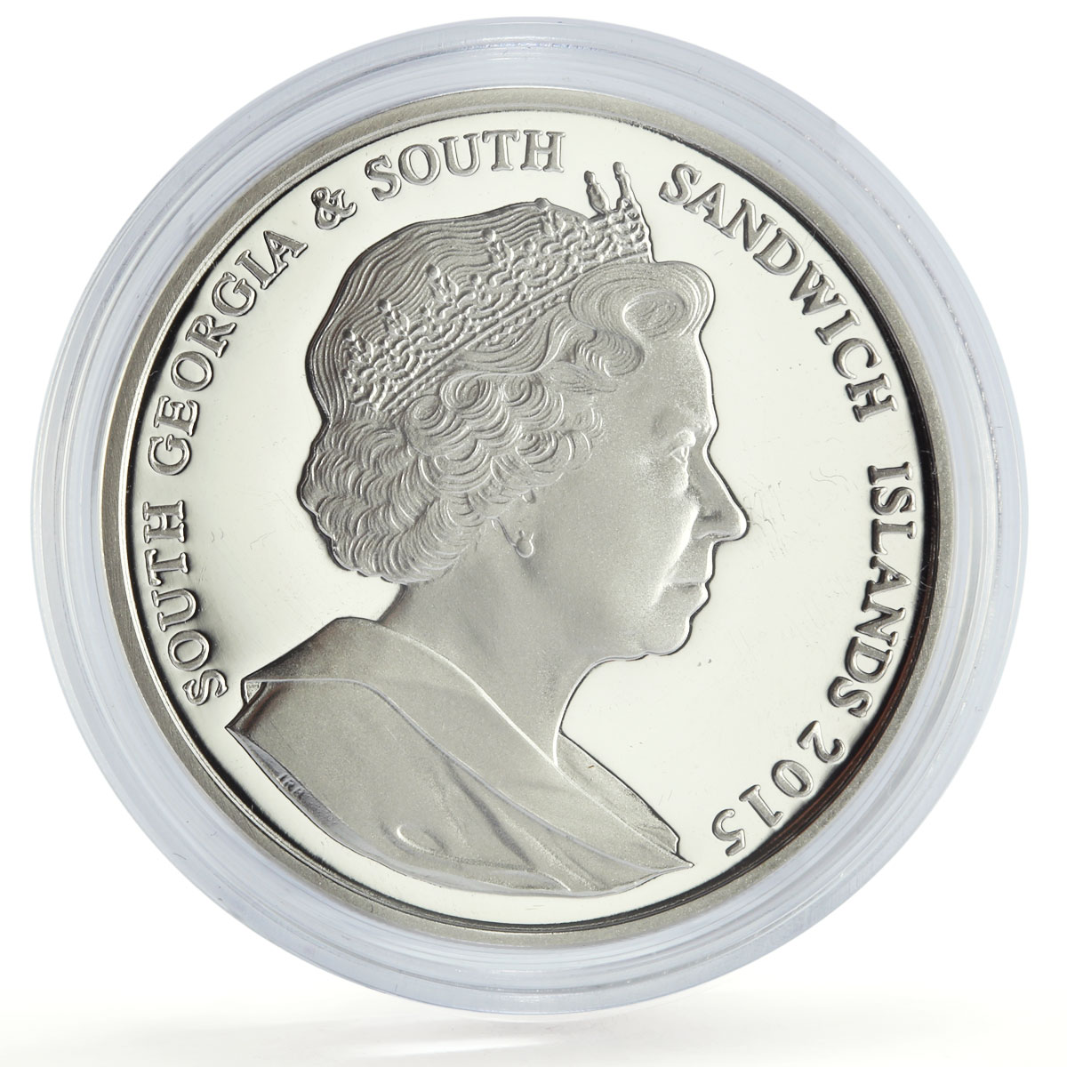 Sandwich Islands 2 pounds Marine Life Humpback Whale proof silver coin 2015