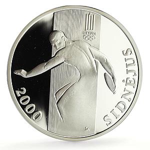 Lithuania 50 litu Sydney Olympic Games Discus Throw proof silver coin 2000
