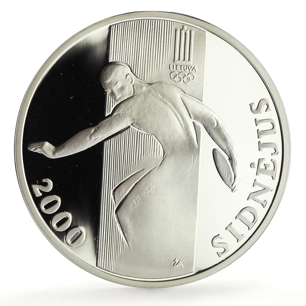 Lithuania 50 litu Sydney Olympic Games Discus Throw proof silver coin 2000