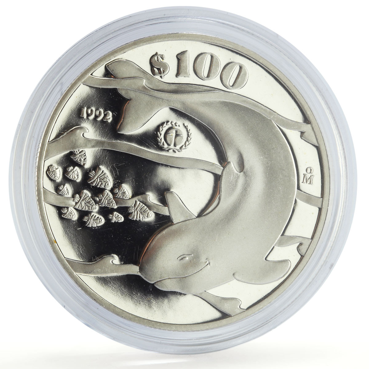 Mexico 100 pesos United Nations UNEP Vaquita Porpoise proof silver coin 1992