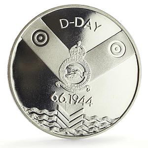 Slovakia 200 korun D-Day Normandy Landings Plane Aviation proof silver coin 1994