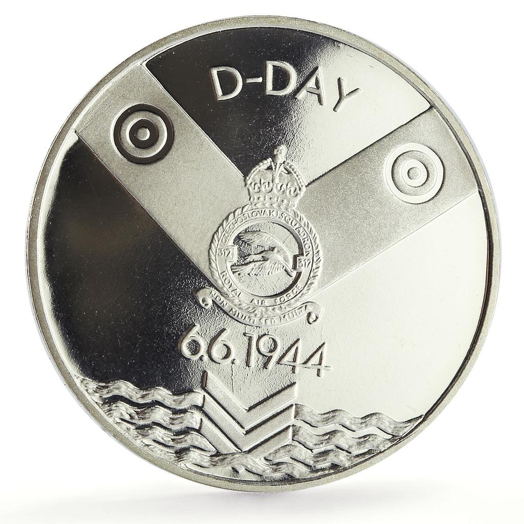 Slovakia 200 korun D-Day Normandy Landings Plane Aviation proof silver coin 1994