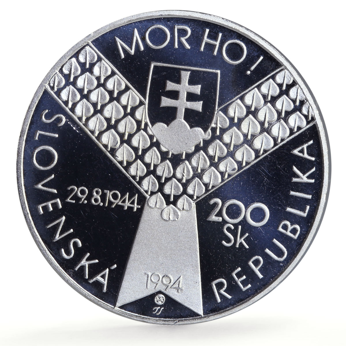 Slovakia 200 korun D-Day Normandy Landings Plane Aviation proof silver coin 1994