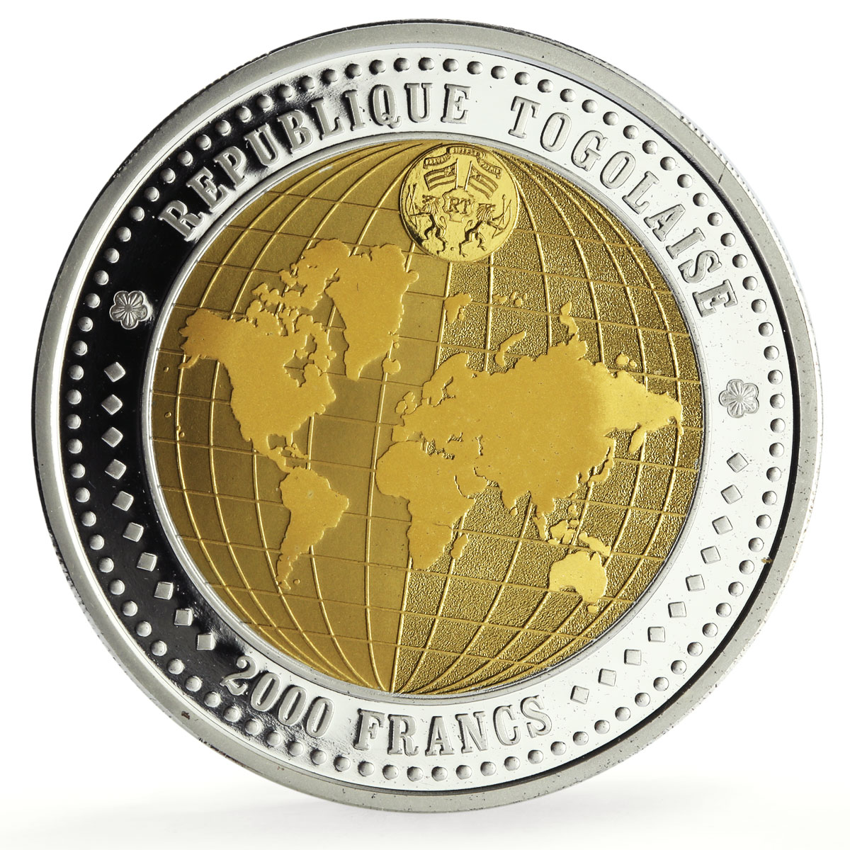 Togo 2000 francs Lunar Calendar Monkey Year Hologram 2 oz proof silver coin 2004