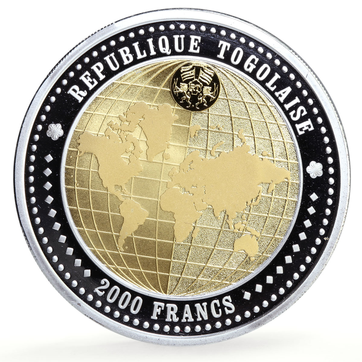 Togo 2000 francs Lunar Calendar Monkey Year Hologram 2 oz proof silver coin 2004