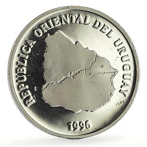 Uruguay 50 pesos Melo City 200th Anniversary Carro Largo proof silver coin 1996