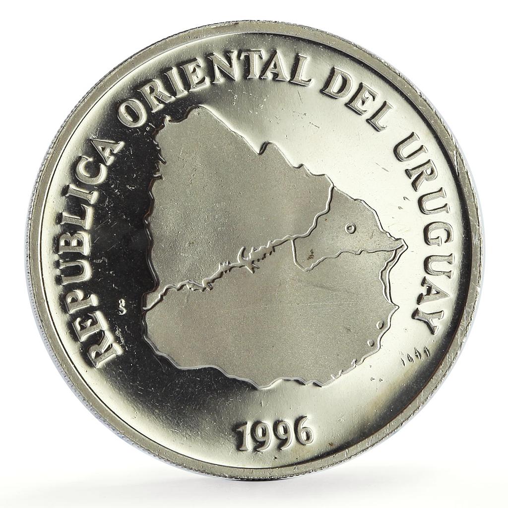 Uruguay 50 pesos Melo City 200th Anniversary Carro Largo proof silver coin 1996