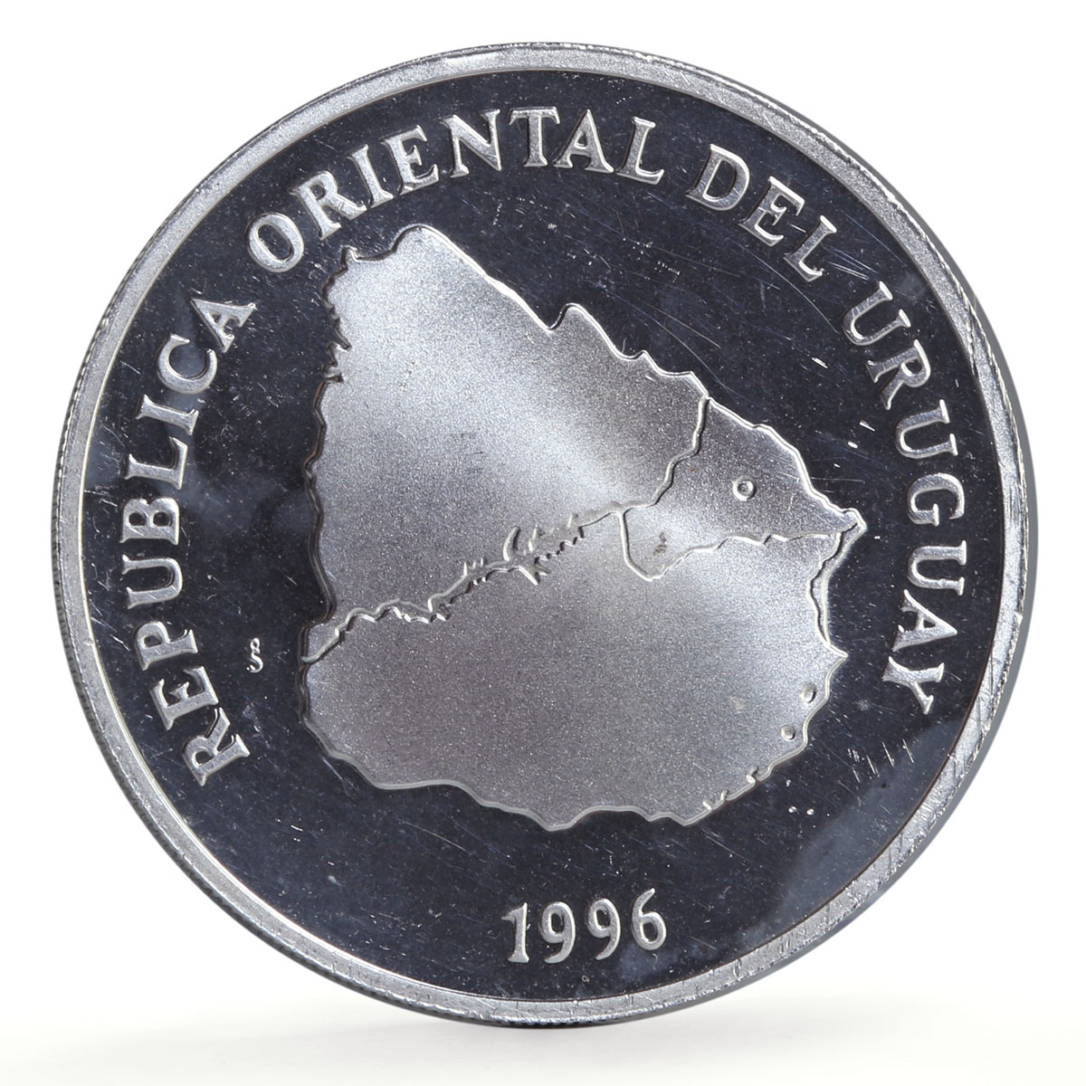 Uruguay 50 pesos Melo City 200th Anniversary Carro Largo proof silver coin 1996
