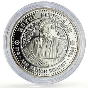 Uzbekistan 100 som Great Ancestors Scientist Al Biruni proof silver coin 1999