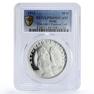 Haiti 50 gourdes Woman on the Beach Fineness Left PR69 PCGS silver coin 1973