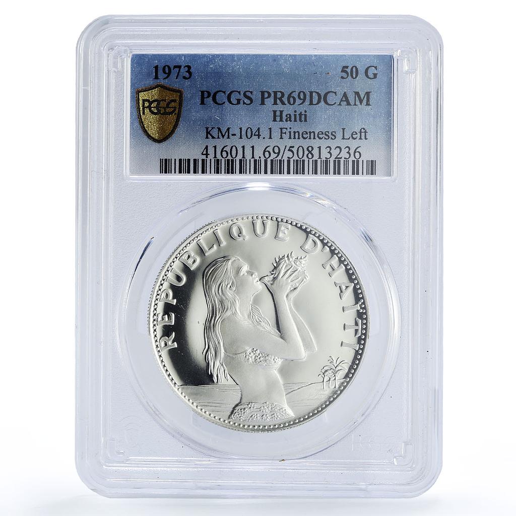 Haiti 50 gourdes Woman on the Beach Fineness Left PR69 PCGS silver coin 1973