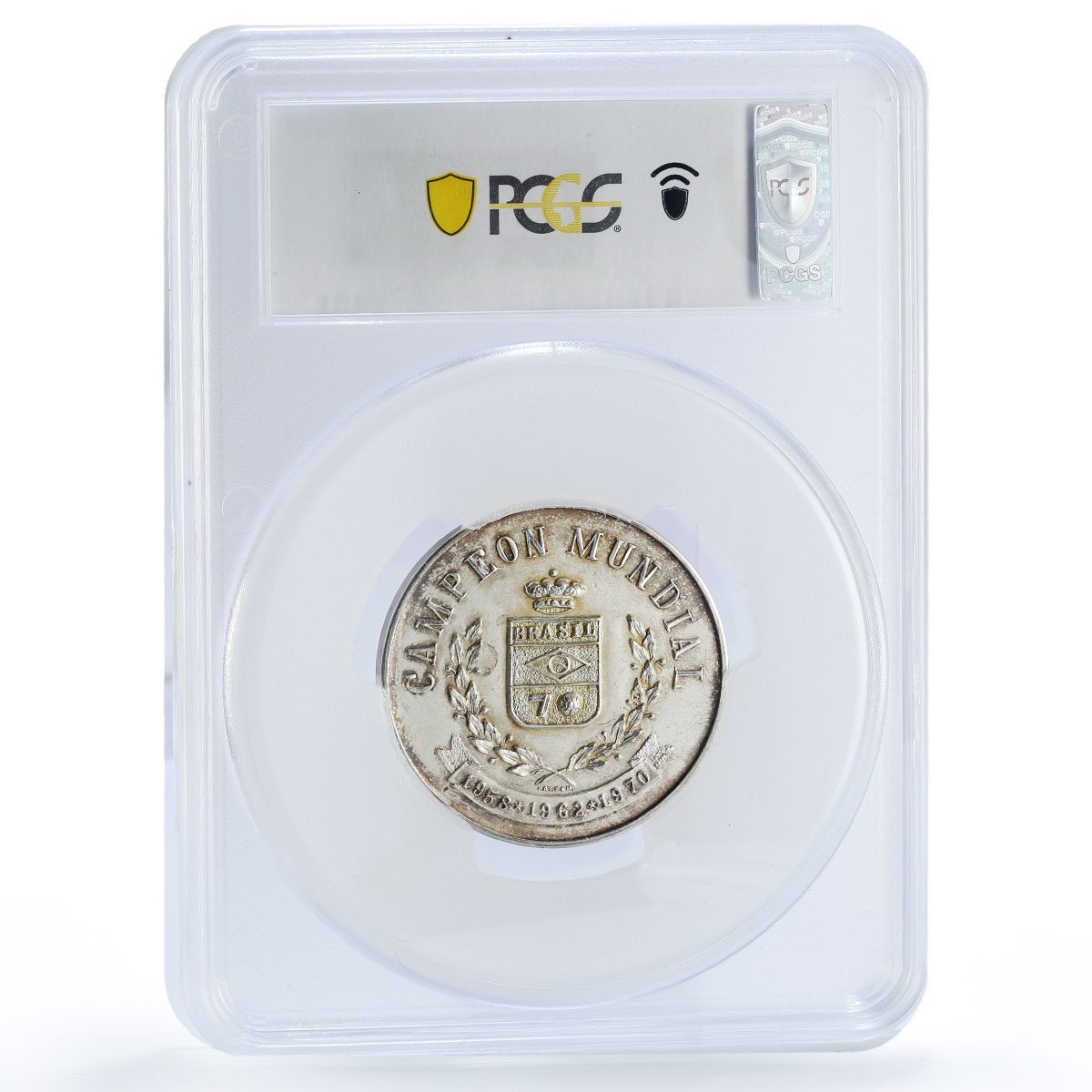 Mexico Football World Cup Brazil Champion Winner SP64 PCGS silver medal 1970