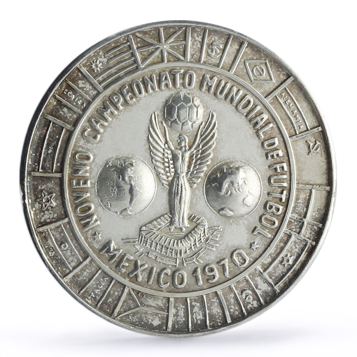 Mexico Football World Cup Brazil Champion Winner SP64 PCGS silver medal 1970