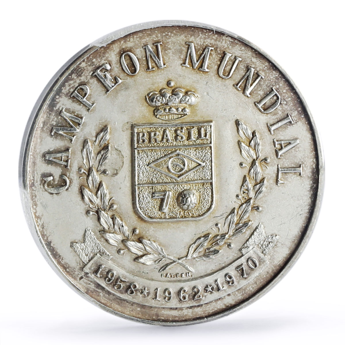 Mexico Football World Cup Brazil Champion Winner SP64 PCGS silver medal 1970