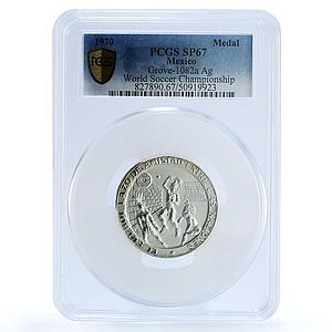 Mexico Football World Cup Juego Pelota Grove-1082a SP67 PCGS silver medal 1970
