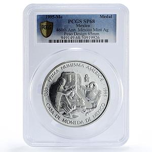Mexico City Mint 460th Anniversary Peso Design SP68 PCGS 5 oz silver medal 1995
