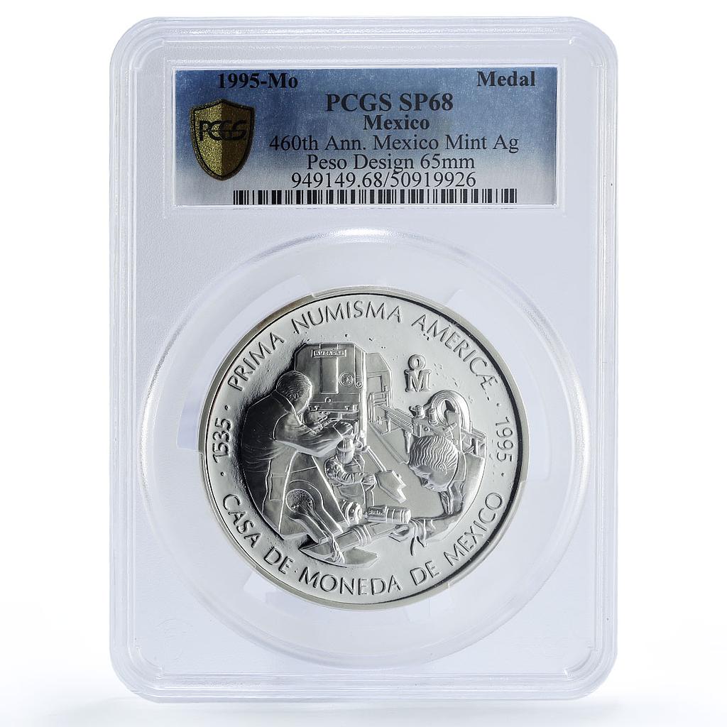 Mexico City Mint 460th Anniversary Peso Design SP68 PCGS 5 oz silver medal 1995