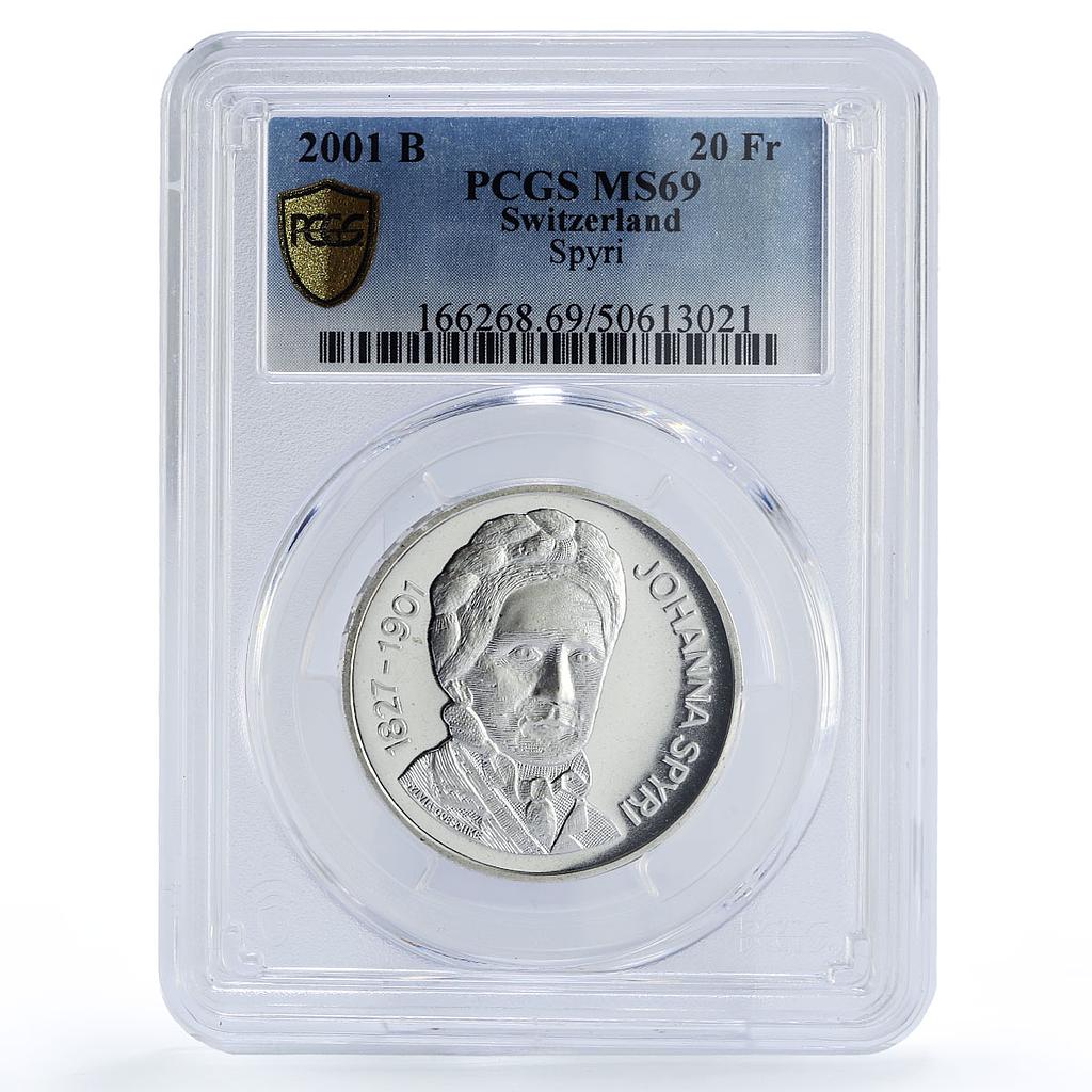Switzerland 20 francs Writer Johanna Spyri Literature MS69 PCGS silver coin 2001