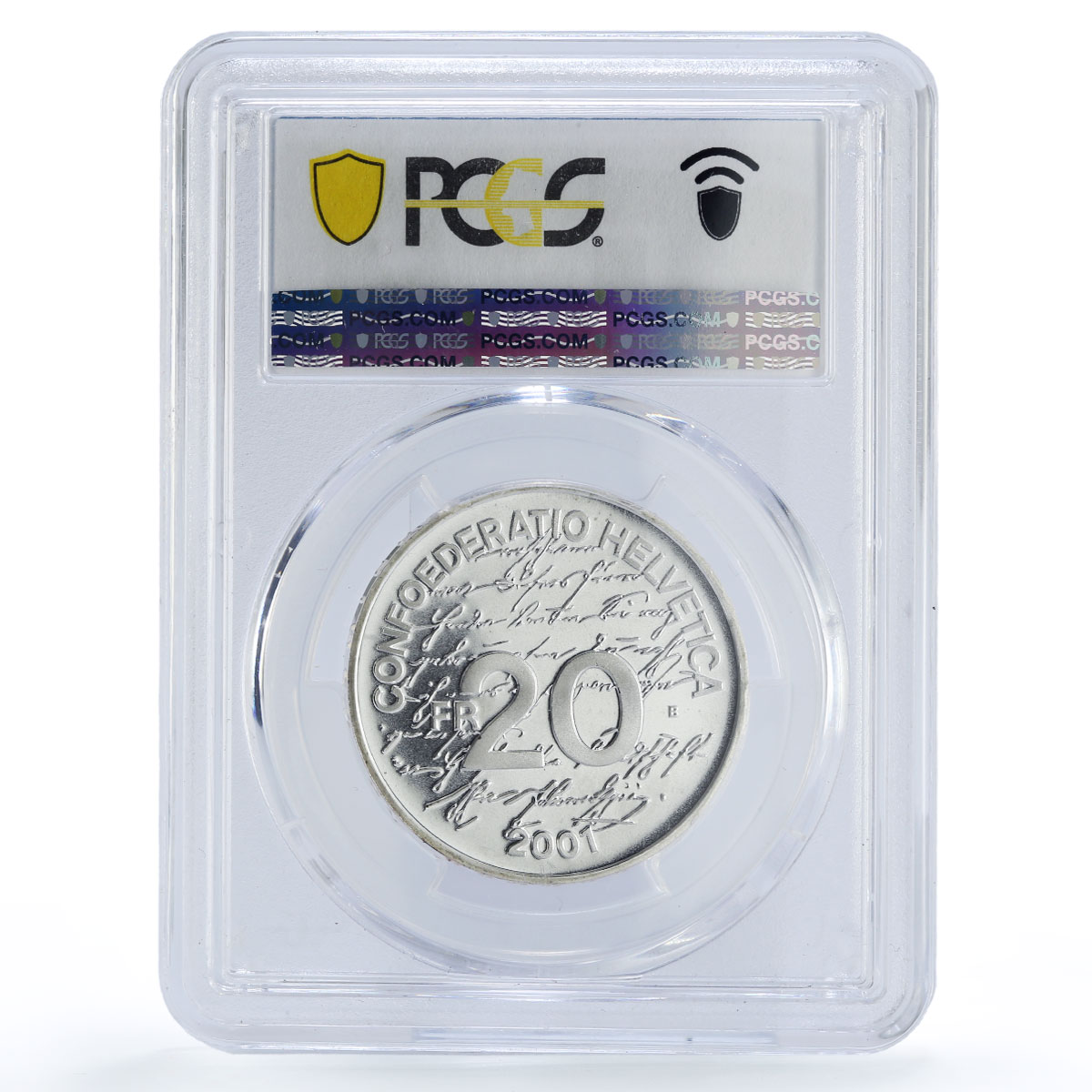 Switzerland 20 francs Writer Johanna Spyri Literature MS69 PCGS silver coin 2001