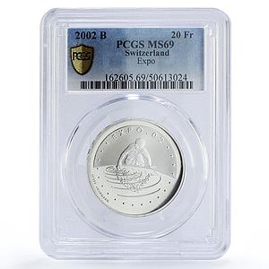 Switzerland 20 francs Expo 02 Exposition Child MS69 PCGS silver coin 2002